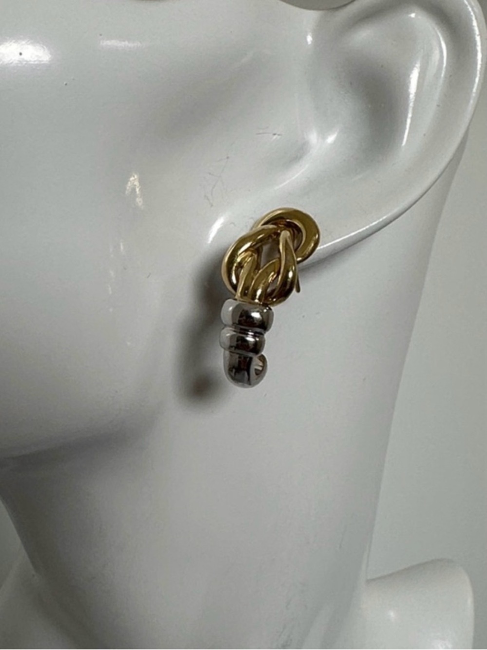 14k real solid gold yellow and white gold Drop Earrings